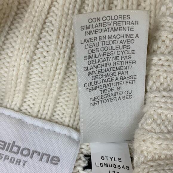 LizSport Cream Black Tan Argyle Sleeveless Turtleneck Sweater Size L - Picture 8 of 9